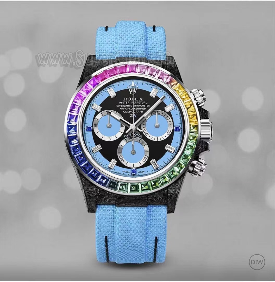 DiW Carbon Daytona Blue Design in Carbon Custom Daytona configuration utilizing striking ice blue accent markers