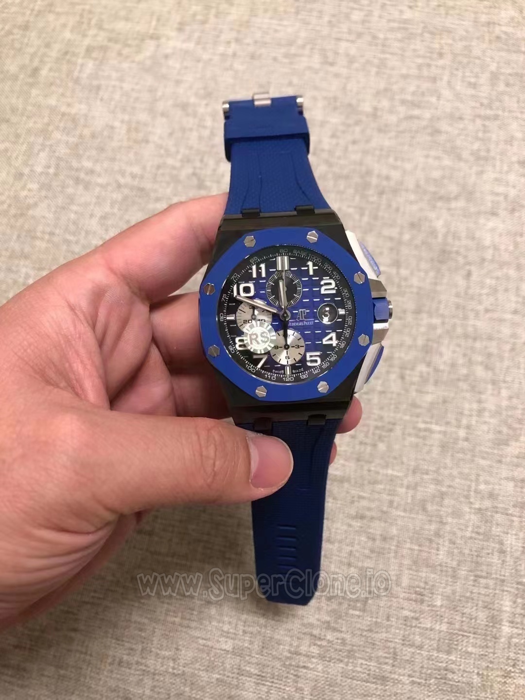 RSF Replica AP Blue Ceramic on-wrist presence test