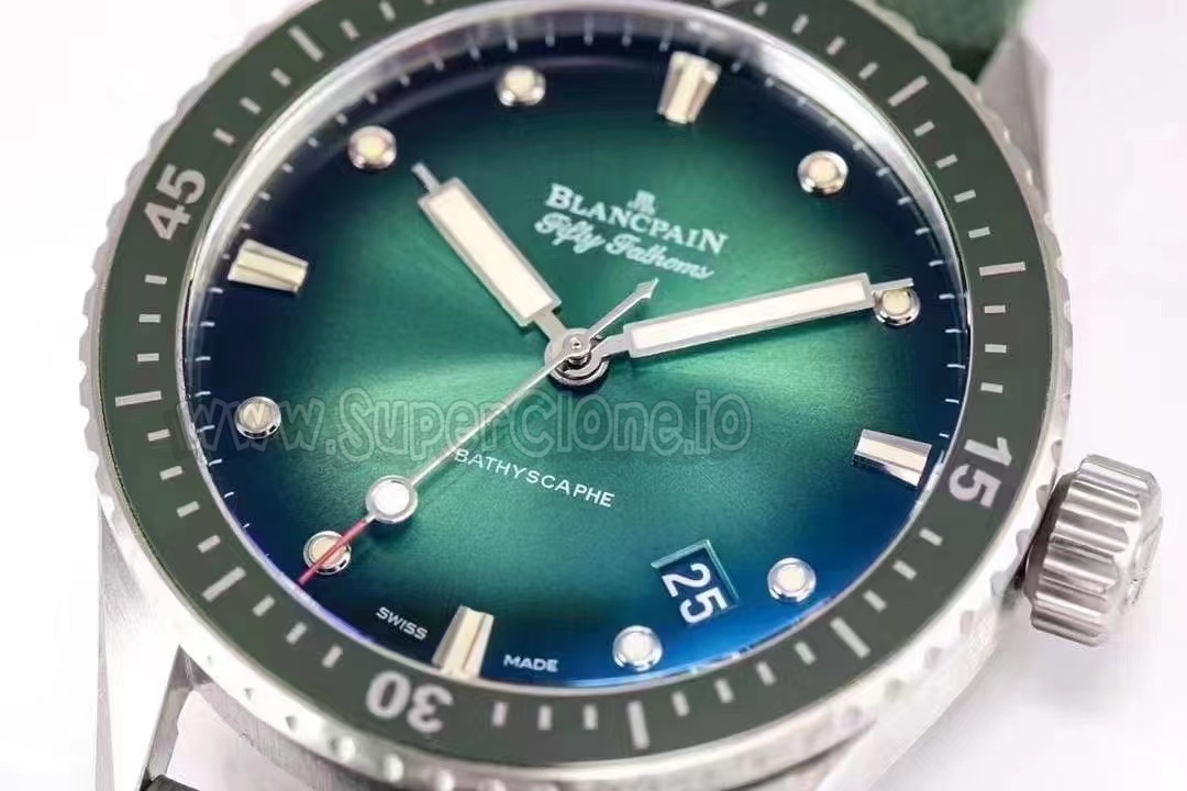 Replica Blancpain Fifty Fathoms Bathyscaphe Green Dial Textures
