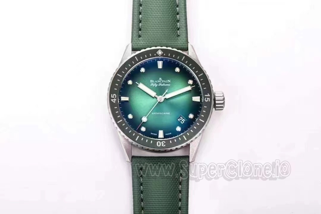 Replica Blancpain Fifty Fathoms Bathyscaphe Green Full View