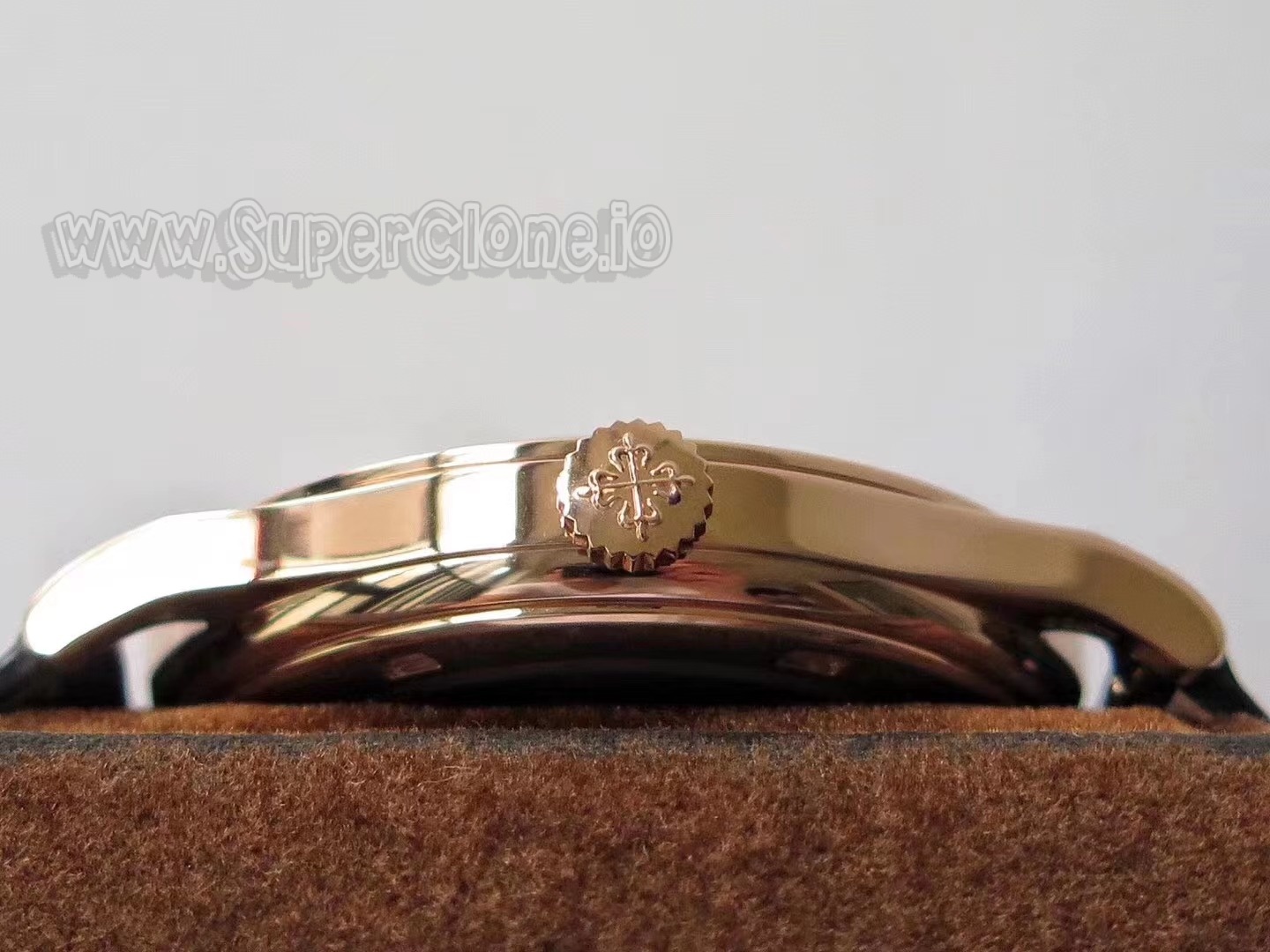 Patek Philippe 5296R winding crown with logo details