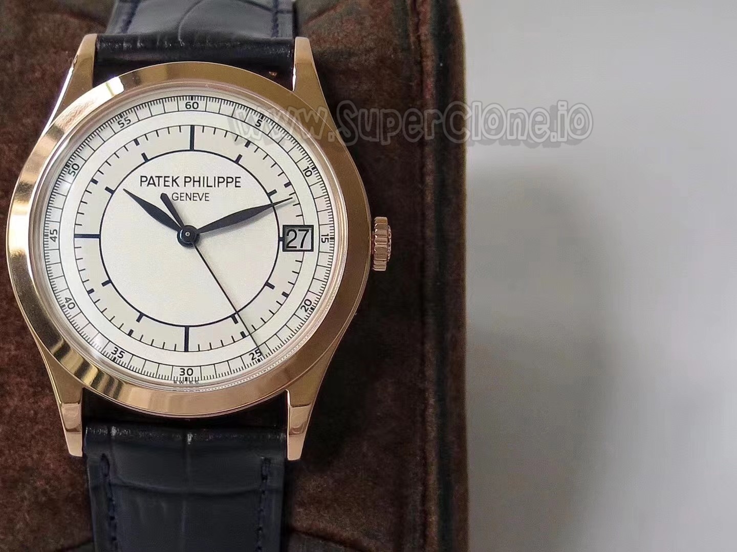 Patek Philippe 5296R on wrist with leather strap