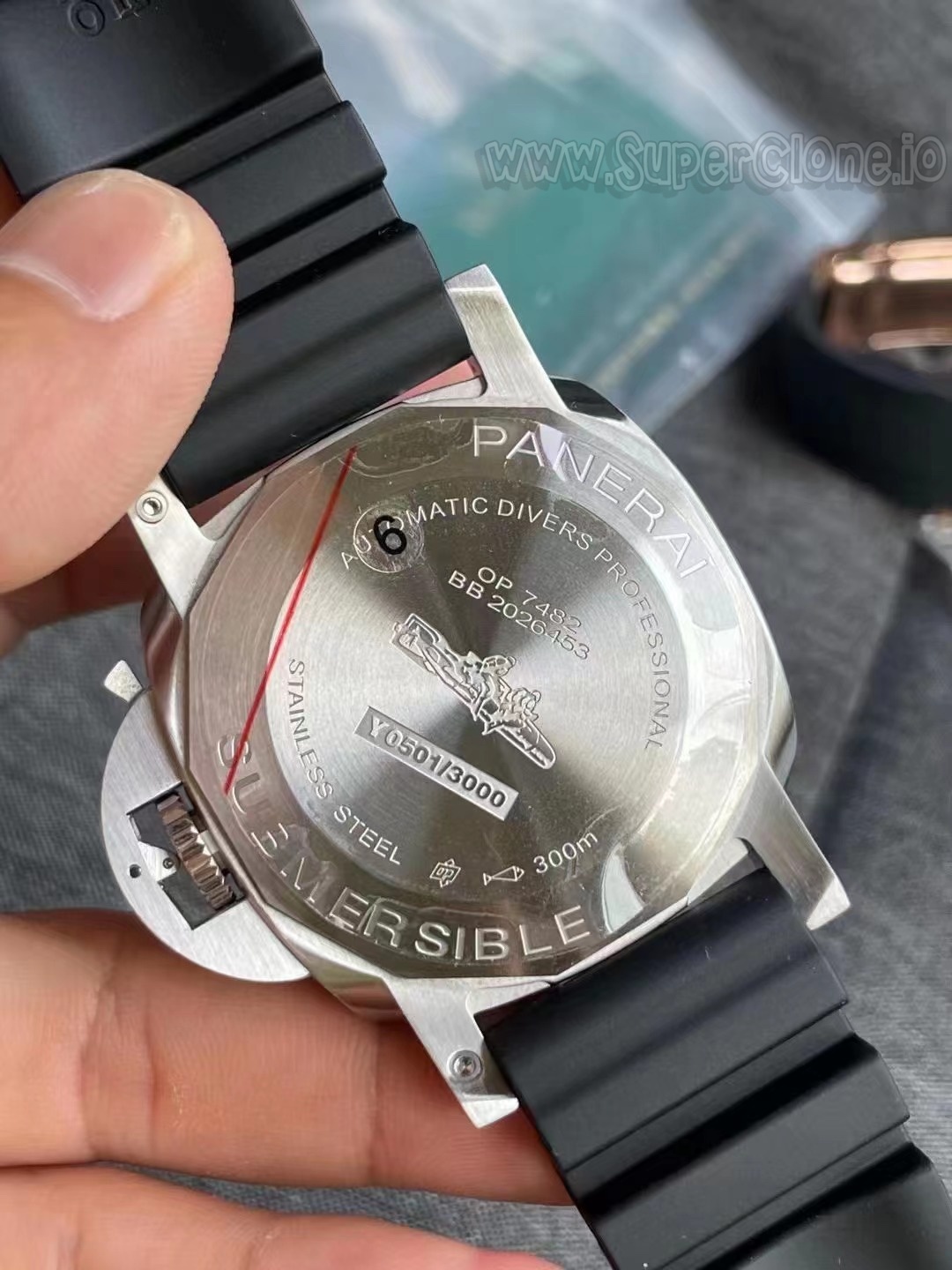 PAM 1229 Solid Case Back with Torpedo Engraving