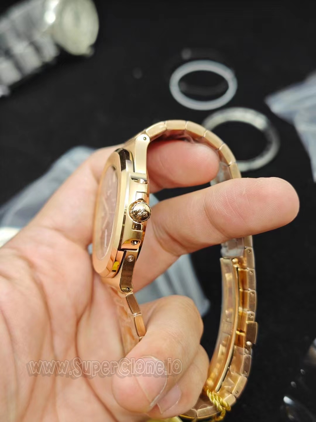 Patek Philippe 5712 crown and case guard detail