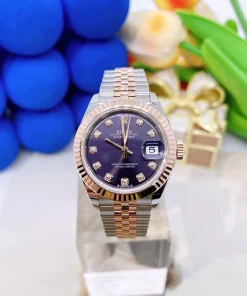 Super Clone Rolex Lady-Datejust 28mm Purple Dial Two-Tone Everose Gold & Steel Automatic Ref. 279171