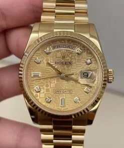 Rolex 118238 Superclone Yellow Gold Day-Date with Diamond Markers and Friday Dial