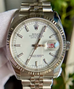 Superclone Rolex Datejust M116234 Snow White Dial Red Date Jubilee