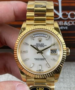 Rolex Day-Date 40mm Superclone Gold Case Mother-of-Pearl Dial with 3255 Movement