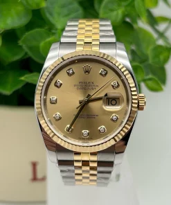 Superclone Rolex Datejust m116233 Champagne Dial Diamond Markers Jubilee