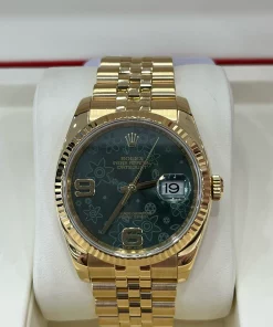 Superclone Rolex Datejust M116238-0085 “Green Floral Dial” Full Gold Jubilee