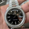 QF Factory Rolex Day-Date 40mm Superclone Platinum with Black Dial and Diamond Bezel 228349RBR
