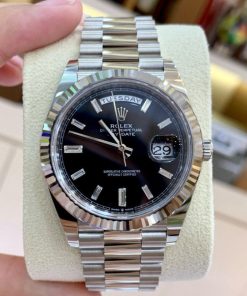 Superclone Rolex Day-Date 228239 White Gold Black Dial