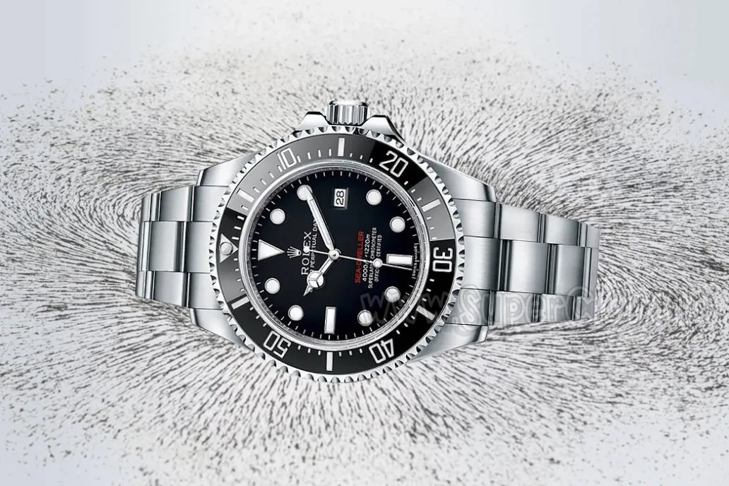 Anti-magnetic Rolex replica watch resisting magnetic fields, demonstrating protection for movements in everyday electronic environments.
