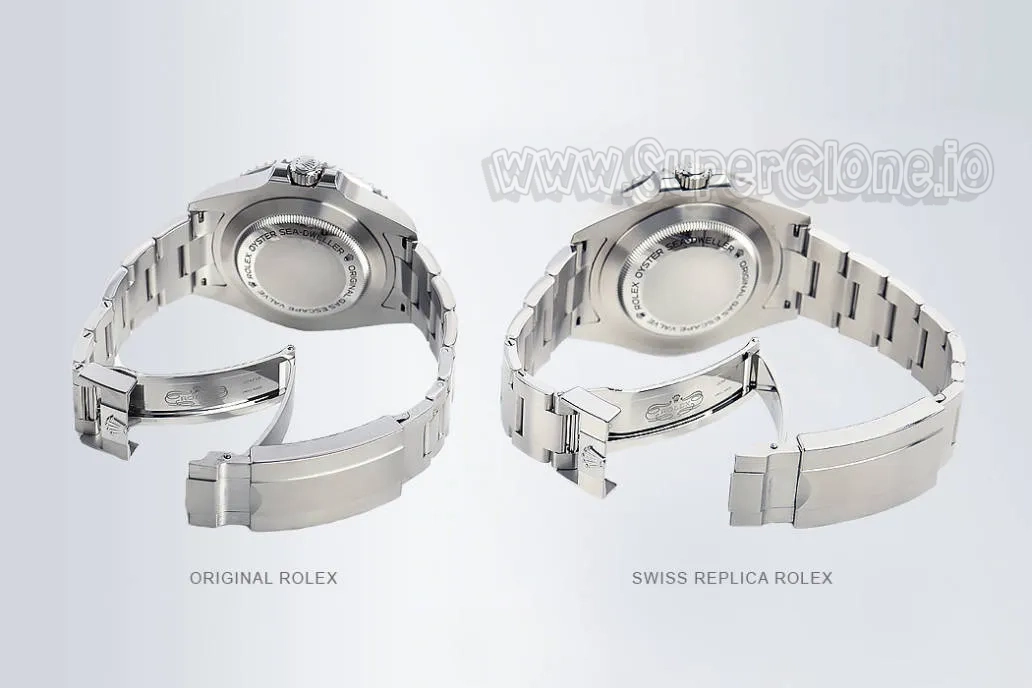 Detailed comparison of premium Rolex replica and genuine watch, highlighting identical design, materials, and functionality inside and out.